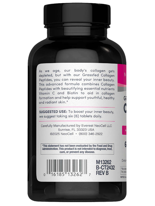 Grassfed Collagen Peptides  + C & Biotin, 270 Caplets