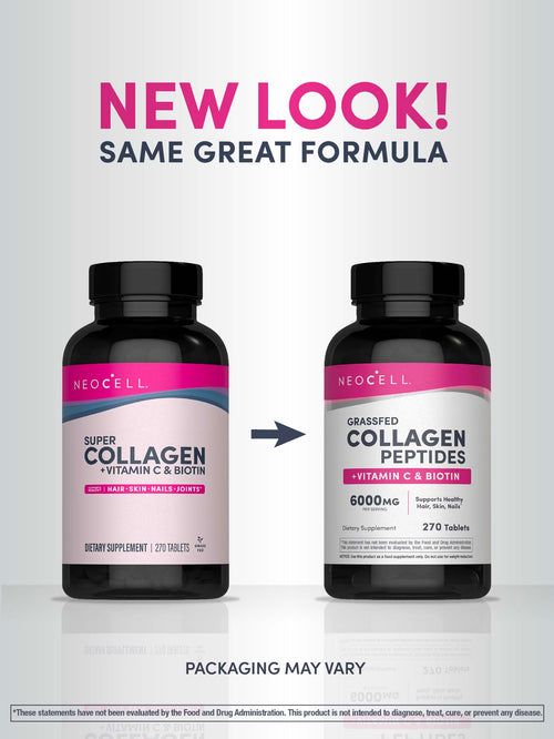 Grassfed Collagen Peptides  + C & Biotin, 270 Caplets