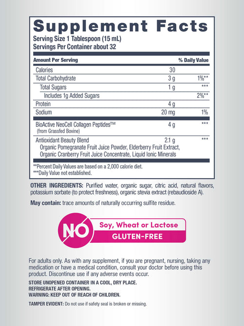 Collagen Liquid, 16 FL OZ Pomegranate Flavor