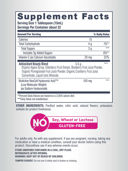 Hyaluronic Acid plus C Liquid (Delicious Blueberry Flavor), 16 fl oz (473 mL) Bottle