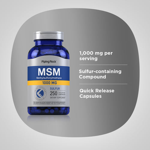 MSM + Sulfur, 1000 mg, 250 Quick Release Capsules
