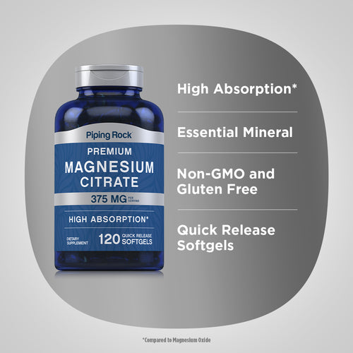 Magnesium Citrate, 375 mg (per serving), 120 Quick Release Softgels