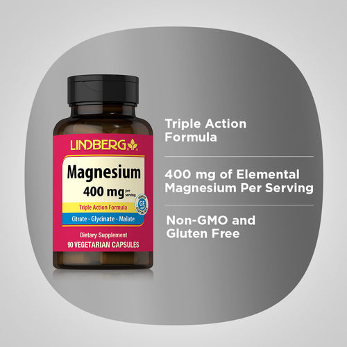 Magnesium (Triple-Action), 400 mg, 90 Vegetarian Capsules