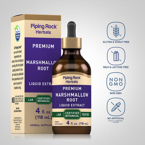 Marshmallow Root Liquid Extract Alcohol Free, 4 fl oz (118 mL) Dropper Bottle