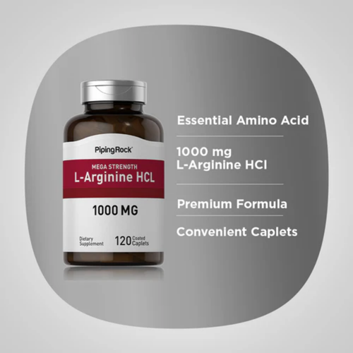 Mega Strength L-Arginine HCL, 1000 mg, 120 Coated Caplets, 2  Bottles