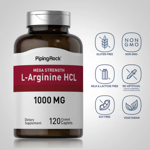 Mega Strength L-Arginine HCL, 1000 mg, 120 Coated Caplets, 2  Bottles
