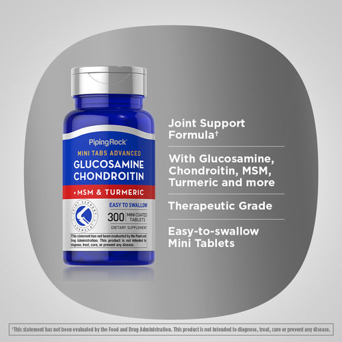 Mini Tabs Advanced Glucosamine Chondroitin MSM Plus Turmeric, 300 Mini Coated Tablets