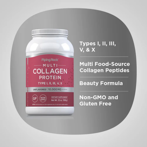 Multi Collagen Protein Powder, 10,000 mg (per serving), 32 oz (908 g) Bottle, 2  Bottles