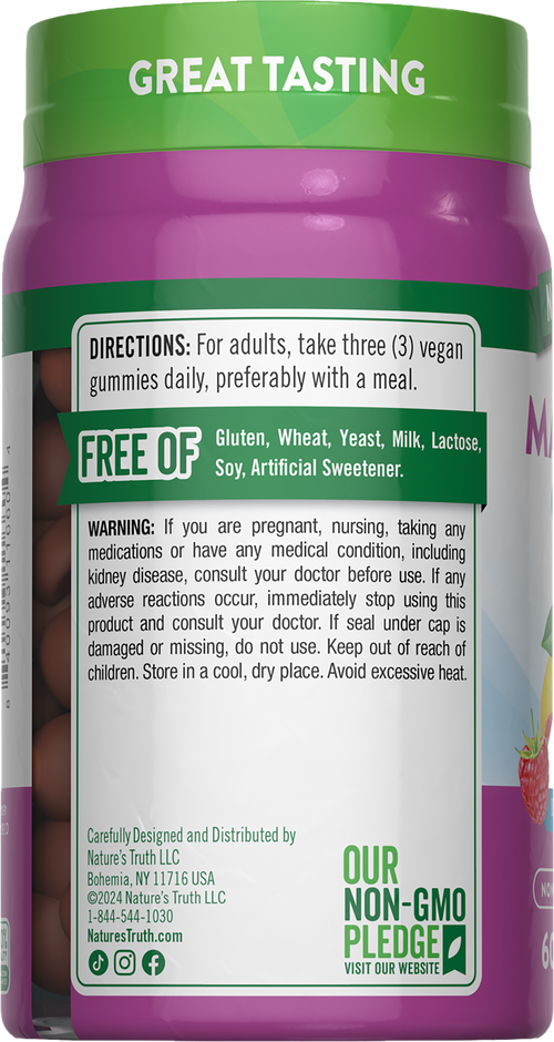 Magnesium (Delicious Lemon Raspberry), 200 mg (per serving), 60 Gummies