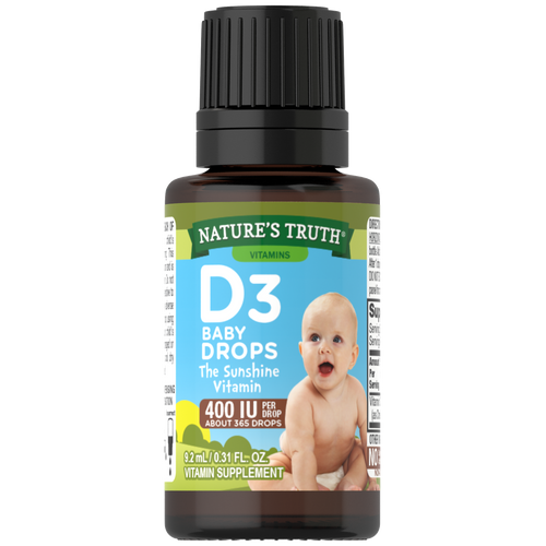 Baby D3 Drops Liquid Vitamin D 400 IU, 9.2 mL (0.31 fl oz) Dropper Bottle