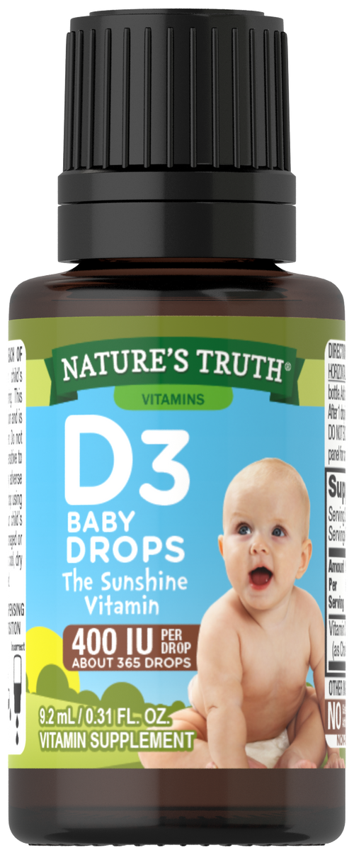Baby D3 Drops Liquid Vitamin D 400 IU, 9.2 mL (0.31 fl oz) Dropper Bottle