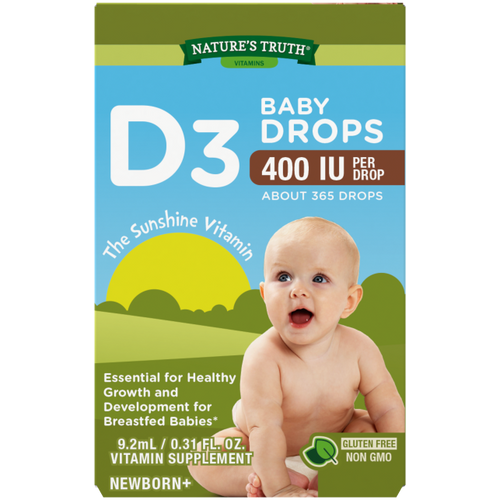 Baby D3 Drops Liquid Vitamin D 400 IU, 9.2 mL (0.31 fl oz) Dropper Bottle