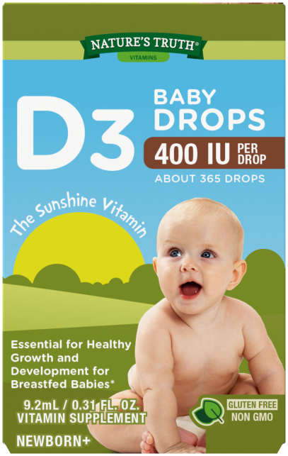 Baby D3 Drops Liquid Vitamin D 400 IU, 9.2 mL (0.31 fl oz) Dropper Bottle