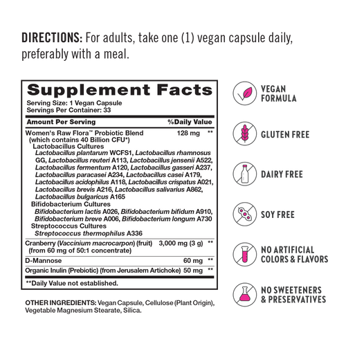 Women's Care Probiotic-18 40 Billion, 33 Vegan Capsules