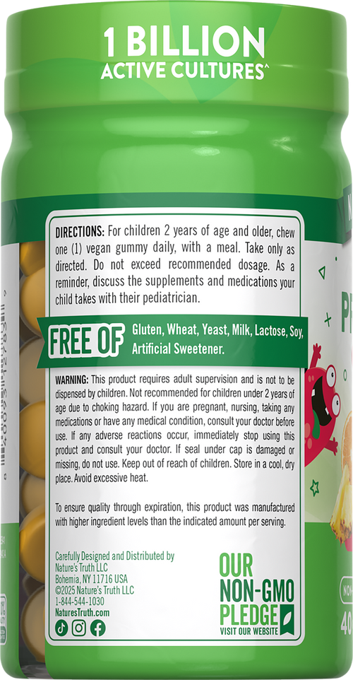 Kids Probiotic Gummy, 1 Billion CFU, 40 Vegan Gummies