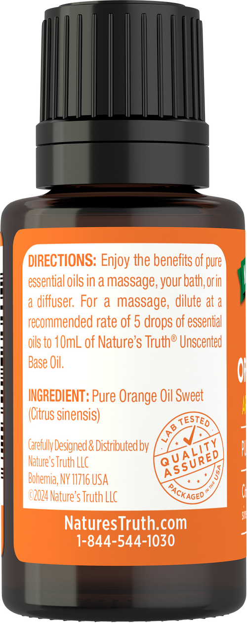 Orange Sweet Pure Essential Oil, 1/2 fl oz (15 mL) Dropper Bottle