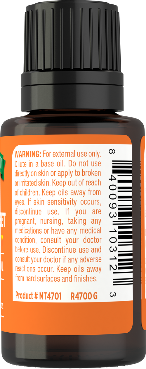 Orange Sweet Pure Essential Oil, 1/2 fl oz (15 mL) Dropper Bottle
