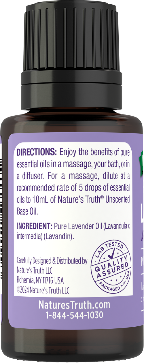 Lavender Pure Essential Oil, 1/2 fl oz (15 mL) Dropper Bottle