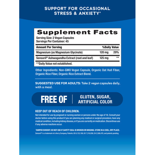 CALM Ashwagandha Magnesium Glycinate, 90 Vegetarian Capsules
