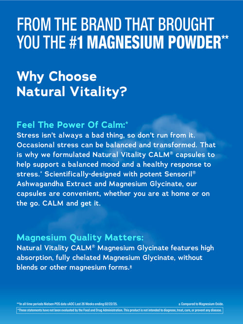 CALM Ashwagandha Magnesium Glycinate, 90 Vegetarian Capsules