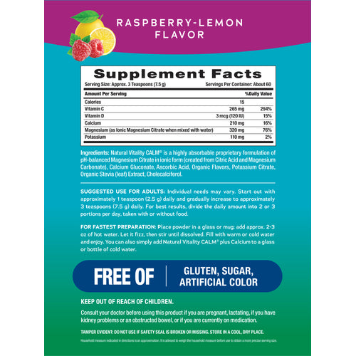 CALM plus Calcium Powder Raspberry-Lemon, 16 oz (454 g)