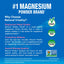 Infographic showing NV CALM as the #1 magnesium powder brand, highlighting relaxation benefits. Vegan, raw, clean, Non-GMO.