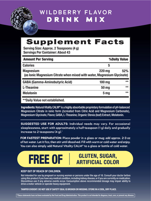 CALM Sleep with Melatonin Powder Wildberry, 6 oz (170 g) Powder