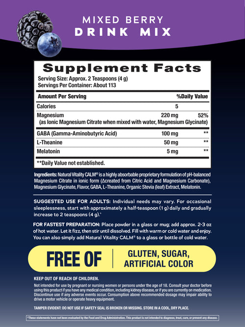 CALM Sleep with Melatonin Powder Wildberry, 16 oz (453 g)
