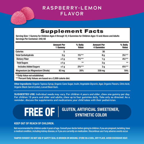 CALM Gummies Raspberry-Lemon Flavor, 240 Tasty Gummies
