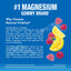 Product highlights graphic stating #1 Magnesium Gummy Brand for calm, healthy magnesium levels, and easy magnesium citrate absorption.
