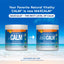 Graphic announcing: 'Your Favorite Natural Vitality CALM® is now MAXCALM®.' Shows CALM Orange 8 oz and MAXCALM Orange 8 oz bottles.