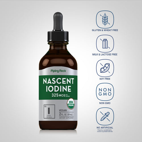 Nascent Iodine (Organic), 325 mcg (per serving), 2 fl oz (59 mL) Dropper Bottle