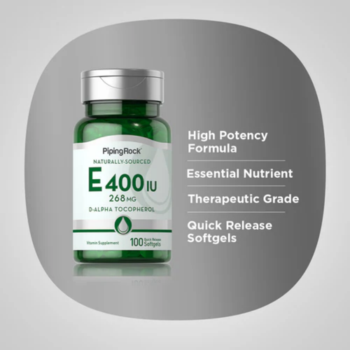 Natural Vitamin E, 400 IU, 100 Quick Release Softgels, 2  Bottles