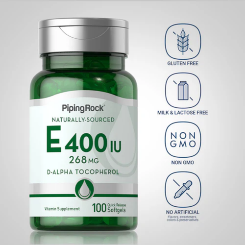 Natural Vitamin E, 400 IU, 100 Quick Release Softgels, 2  Bottles