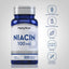 Niacin bottle with icons indicating Gluten/Wheat Free, Milk/Lactose Free, Soy Free, Non GMO, No Artificial Flavors/Sweeteners/Colors/Preservatives.