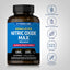 Nitric Oxide Max bottle with icons indicating it is Gluten Free, Wheat Free, Milk Free, Lactose Free, Soy Free, Non GMO, with no artificial additives.