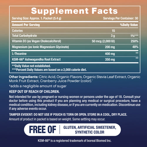 MaxCalm® Relaxing Drink Mix* Magnesium Glycinate Raspberry-Lemonade, 30 Stick Packs