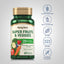 Super Fruits & Veggies bottle with icons indicating gluten free, milk & lactose free, soy free, non GMO, and no artificial additives.