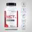 MCT Oil bottle with icons indicating Gluten Free, Milk & Lactose Free, Soy Free, Non-GMO, No Artificial Flavors/Sweeteners/Colors/Preservatives.