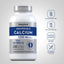 Calcium bottle with icons indicating Gluten & Wheat Free, Milk & Lactose Free, Non-GMO, No Artificial Flavors/Sweeteners/Preservatives.