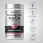 Maca bottle with icons indicating Gluten & Wheat Free, Milk & Lactose Free, Soy Free, Non GMO, No Artificial additives.