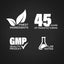Infographic describing finest ingredients, 45 years of manufacturing, GMP quality, and lab tested assurance.