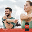 Lifestyle image showing adults stretching outdoors with Piping Rock CoQ10 with PQQ + L Carnitine bottle and text stating CoQ10 CELLULAR ENERGY SUPPORT†