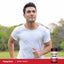Adult jogging outdoors with Fitness Labs Nitric Oxide+ BeetFit Pro supplement bottle nearby