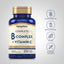 Piping Rock Complete B-Complex + Vitamin C bottle with icons indicating Gluten & Wheat Free, Milk & Lactose Free, Soy Free, No Artificial Flavors, Sweeteners, Colors & Preservatives.