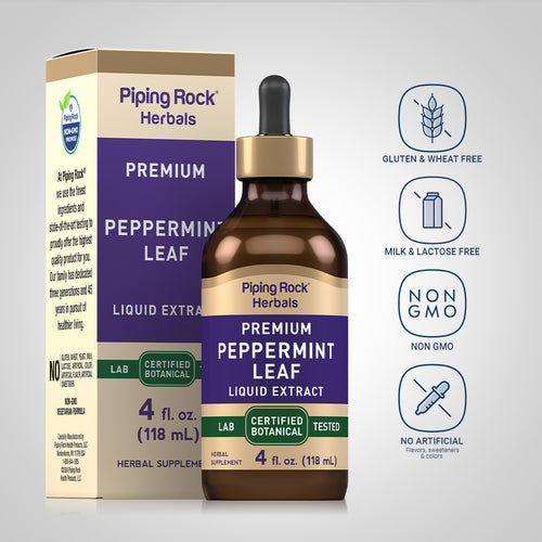 Peppermint Leaf Liquid Extract Alcohol Free, 4 fl oz (118 mL) Dropper Bottle