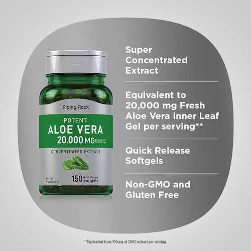 Potent Aloe Vera, 20,000 mg (per serving), 150 Quick Release Softgels