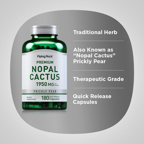 Prickly Pear Nopal Cactus (Opuntia ficus-indica), 1950 mg (per serving), 180 Quick Release Capsules