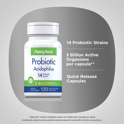 Probiotic Acidophilus 14 Strains 3 Billion Organisms, 120 Quick Release Capsules