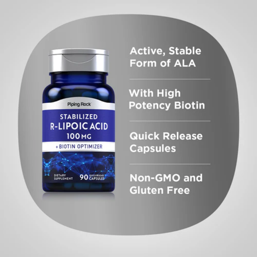 R-Fraction Alpha Lipoic Acid (Stabilized), 100 mg, 90 Quick Release Capsules, 2  Bottles